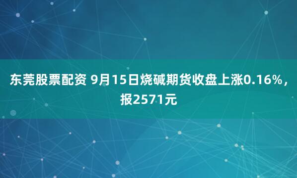东莞股票配资 9月15日烧碱期货收盘上涨0.16%，报2571元