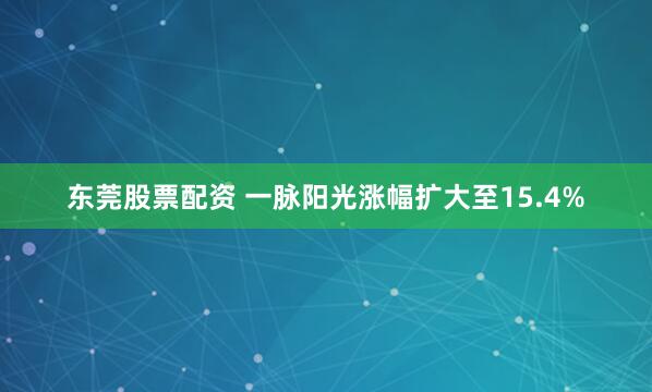 东莞股票配资 一脉阳光涨幅扩大至15.4%